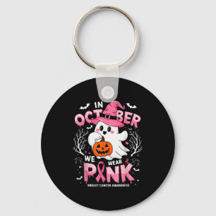 In October We Wear Nk Funny Halloween Ghost Breast Key Ring
