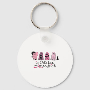 In October We Wear Nk Ghost And Black Cat Cancer Key Ring