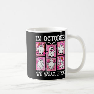 In October We Wear Nk Ghost Breast Cancer Hallowee Coffee Mug