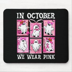 In October We Wear Nk Ghost Breast Cancer Hallowee Mouse Pad