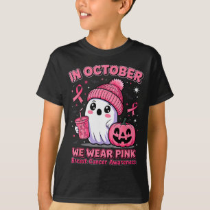 In October We Wear Nk Ghost Halloween Breast Cance T-Shirt