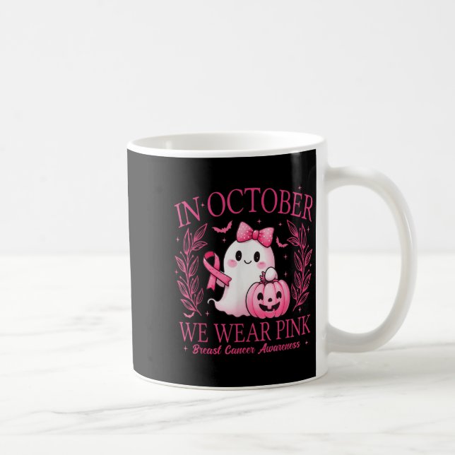 In October We Wear Nk Ghost Witch Breast Cancer Aw Coffee Mug (Right)