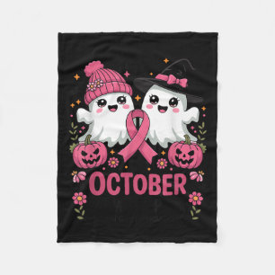In October We Wear Nk Ghost Witch Breast Cancer Aw Fleece Blanket