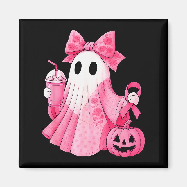 In October We Wear Nk Ghost Witch Breast Cancer Aw Magnet (Front)