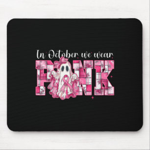 In October We Wear Nk Ghost Witch Breast Cancer Aw Mouse Pad