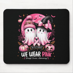 In October We Wear Nk Ghost Witch Breast Cancer Aw Mouse Pad