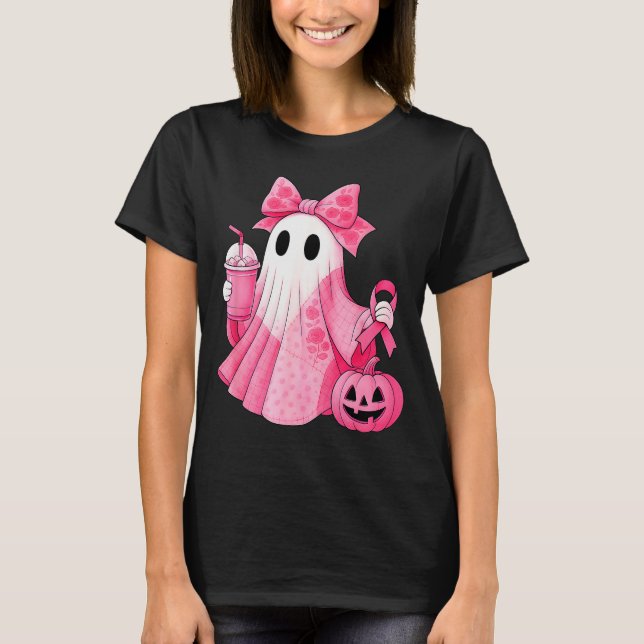 In October We Wear Nk Ghost Witch Breast Cancer Aw T-Shirt (Front)