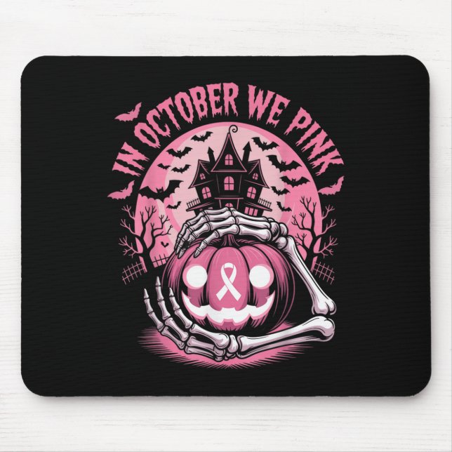 In October We Wear Nk Halloween Pumpkin Skeleton D Mouse Pad (Front)