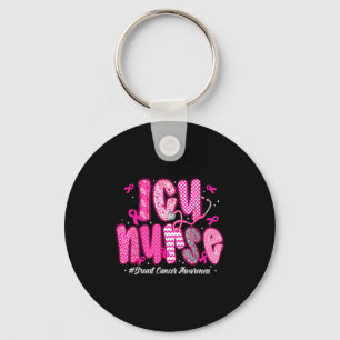 In October We Wear Nk Icu Nurse Breast Cancer Awar Key Ring