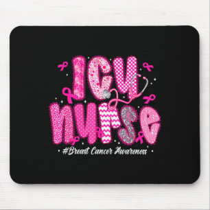 In October We Wear Nk Icu Nurse Breast Cancer Awar Mouse Pad