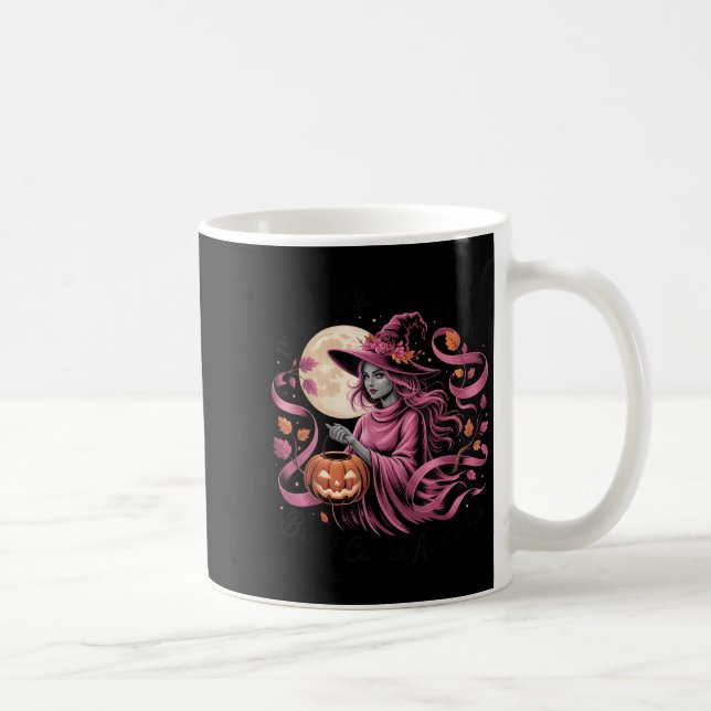 In October We Wear Nk Ribbon Halloween Ghost Witch Coffee Mug (Right)
