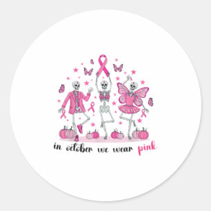 In October We Wear Nk Skeleton Breast Cancer Aware Classic Round Sticker