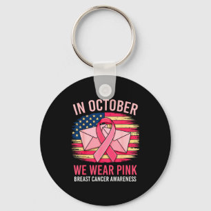 In October We Wear Nk Stal Worker Us Flag Breast C Key Ring