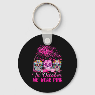 In October We Wear Nk Sugar Skull Halloween Breast Key Ring