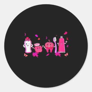 In October We Wear Nk Tooth Dental Breast Cancer A Classic Round Sticker