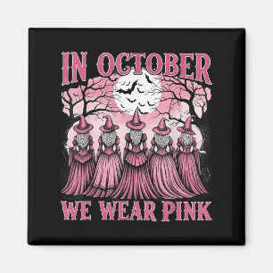 in October We Wear nk Witch Halloween Awareness Magnet