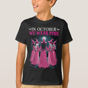 In October We Wear Nk Witch Halloween Breast Cance T-Shirt