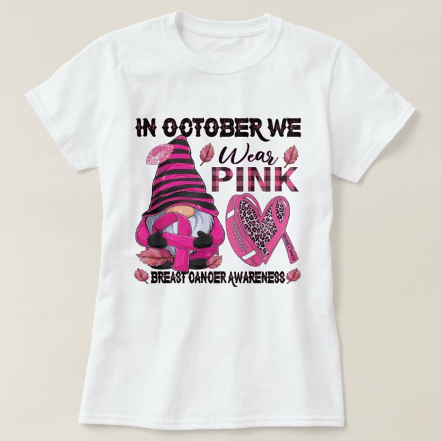In October We Wear Pink And Watch Football Breast T-Shirt (Design Front)
