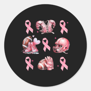 In October We Wear Pink And Watch Football Cancer Classic Round Sticker