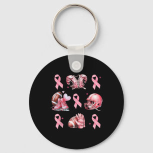 In October We Wear Pink And Watch Football Cancer Key Ring
