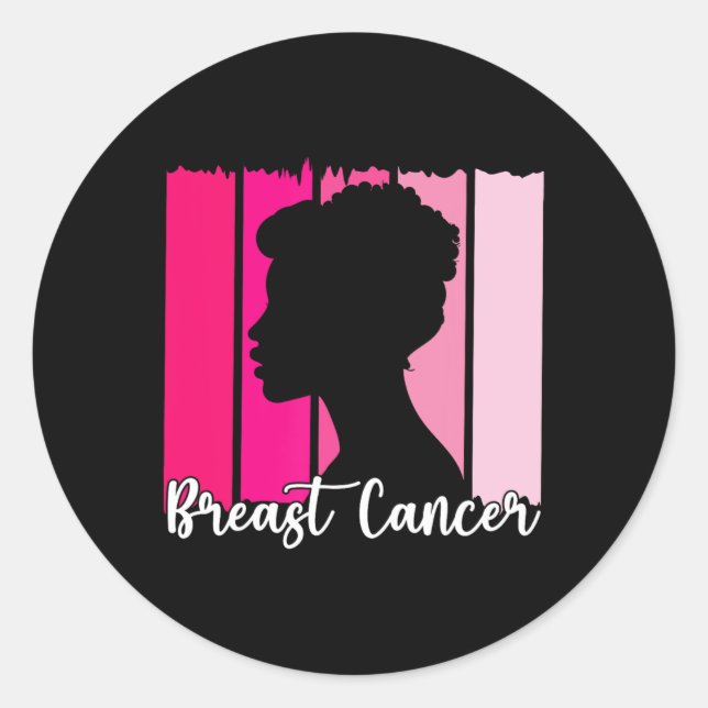 In October We Wear Pink Black Afro Women Breast Ca Classic Round Sticker (Front)