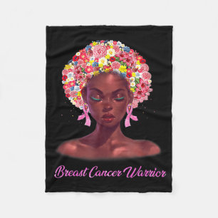In October We Wear Pink Black Woman Breast Cancer Fleece Blanket
