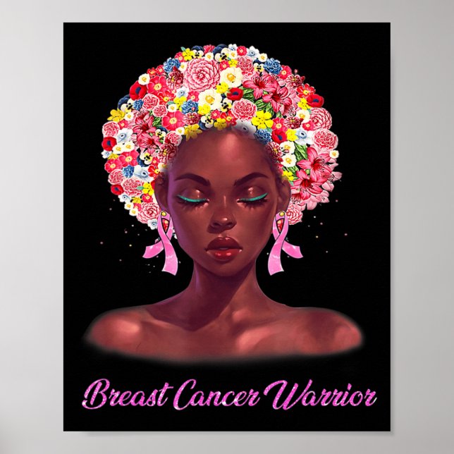 In October We Wear Pink Black Woman Breast Cancer  Poster (Front)