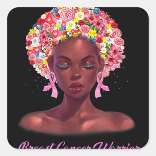 In October We Wear Pink Black Woman Breast Cancer  Square Sticker