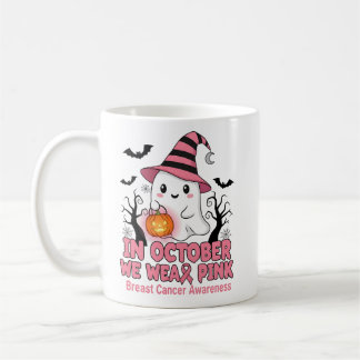 in October We Wear pink Breast Cancer Awarenes Coffee Mug