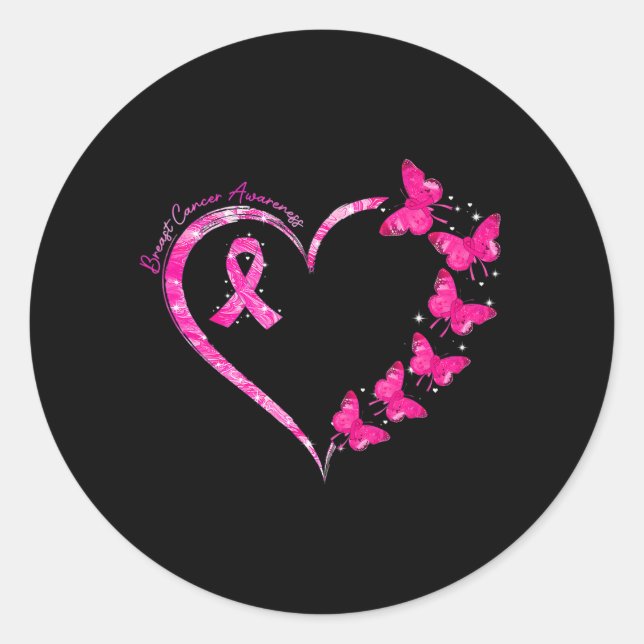 In October We Wear Pink Breast Cancer Awareness Classic Round Sticker (Front)