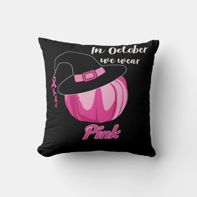 In October We Wear Pink Breast Cancer Awareness Cushion (Front)