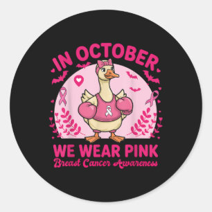 In October We Wear Pink Breast Cancer Awareness Ha Classic Round Sticker