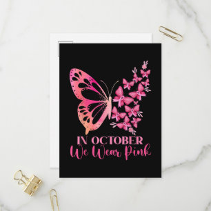 in October We Wear Pink Breast Cancer Awareness Invitation Postcard