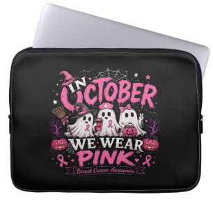 in October We Wear Pink Breast Cancer Awareness Laptop Sleeve