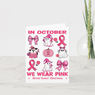 In October We Wear Pink Breast Cancer Cute Ghosts Card