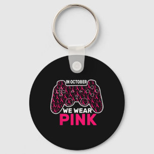 In October We Wear Pink Breast Cancer Gaming Kids Key Ring