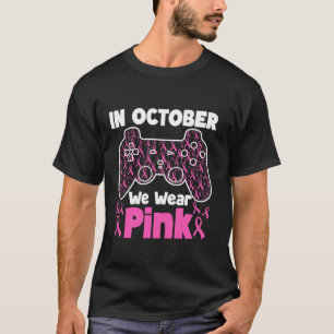 In October We Wear Pink Breast Cancer Gaming Kids T-Shirt