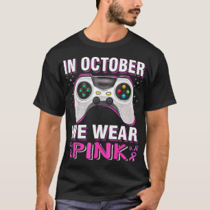 In October We Wear Pink Breast Cancer Gaming Kids T-Shirt