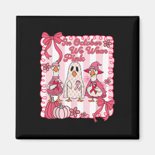 In October We Wear Pink Breast Cancer Goose Ghost Magnet
