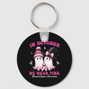 In October We Wear Pink Breast Cancer Halloween Gh Key Ring