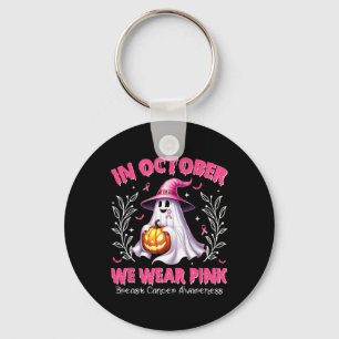 In October We Wear Pink Breast Cancer Halloween Gh Key Ring