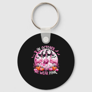 In October We Wear Pink Breast Cancer Halloween Key Ring