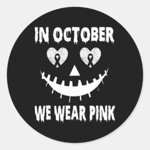 In October We Wear Pink Breast Cancer Jackolantern Classic Round Sticker