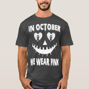 In October We Wear Pink Breast Cancer Jackolantern T-Shirt