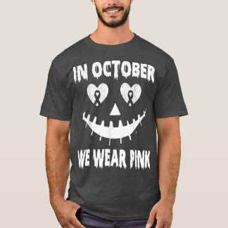 In October We Wear Pink Breast Cancer Jackolantern T-Shirt