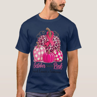 in October We Wear Pink Breast Cancer Pumpkin Fall T-Shirt