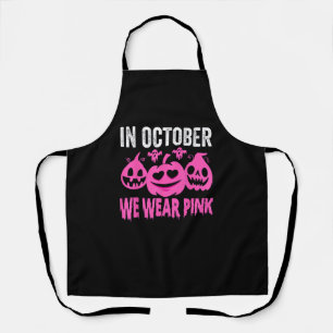 In October We Wear Pink Breast Cancer Pumpkin Hall Apron