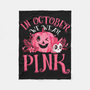 In October We Wear Pink Breast Cancer Pumpkin Hall Fleece Blanket