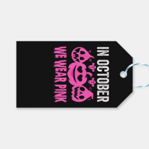In October We Wear Pink Breast Cancer Pumpkin Hall Gift Tags
