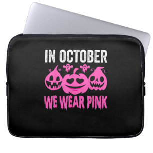 In October We Wear Pink Breast Cancer Pumpkin Hall Laptop Sleeve